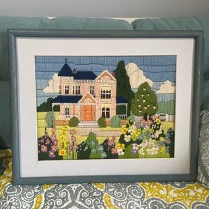 Vintage Framed Longstitch Needlepoint“Spring Splendour”